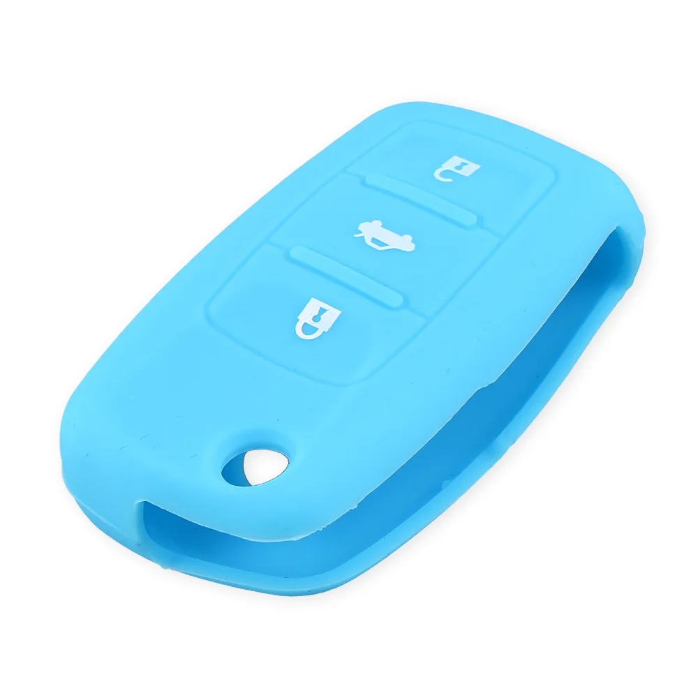KEYYOU 3 кнопки силиконовый брелок чехол для VW VOLKSWAGEN Jetta Beetle Passat гольф кролик MK4 MK5 5 R32 автомобильный чехол для ключей от автомобиля - Количество кнопок: blue