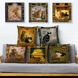 Стильная футболка с изображением персонажей видеоигр картина маслом с изображением котенка, декоративная наволочка для подушки 45*45 см чехол для подушки Чехол подушки для домашнего декора чехол s