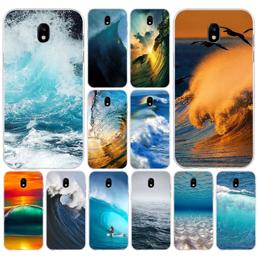 147H Summer sea blue Ocean Waves Soft Silicone Tpu Cover phone Case for Samsung j3 j5 j7 2016 2017 a3 2016 a5 2017 a6 2018