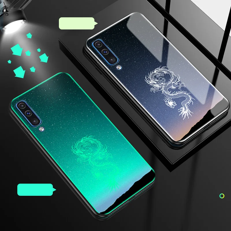 style 04 Для samsung Galaxy A50 A30 чехол Роскошный светящийся жесткий закаленное стекло защитный чехол на заднюю панель для samsung a30 a50 - Цвет: style 04