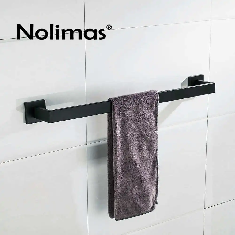Single Towel Bar SUS 304 набор из нержавеющей стали для ванной комнаты, держатель для бумаги, полотенце, кольцо, полотенце, крючок, аксессуары для ванной комнаты, матовый черный - Цвет: Single Towel Bar