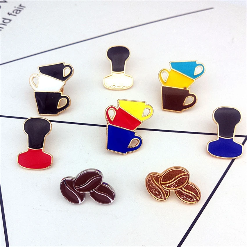 Мультяшная чашка кофе удар горшок мокко Кофейные зерна Брошь Pins Button Декоративные булавки Винтаж пара Модные украшения для Для женщин подарок