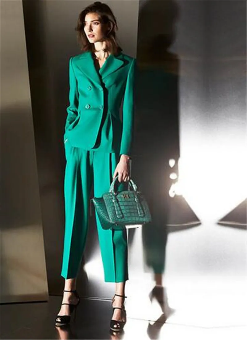 Green Pant Suits for Women Office Business Suits Formal Work Wear Sets Uniform Styles Elegant Pantsuit Custom Made