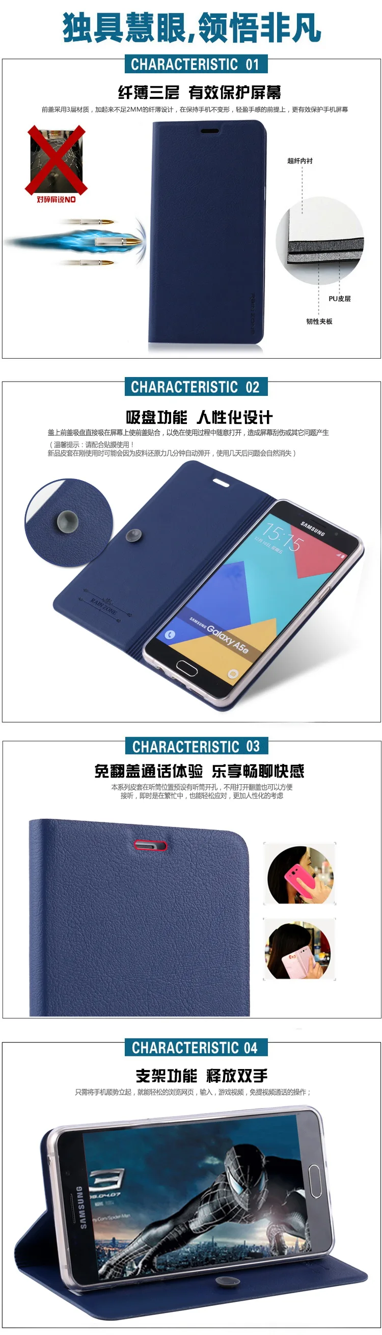 5 цветов, модный кожаный чехол-книжка для samsung Galaxy A5() A5100 A510F, брендовый чехол для телефона, чехол