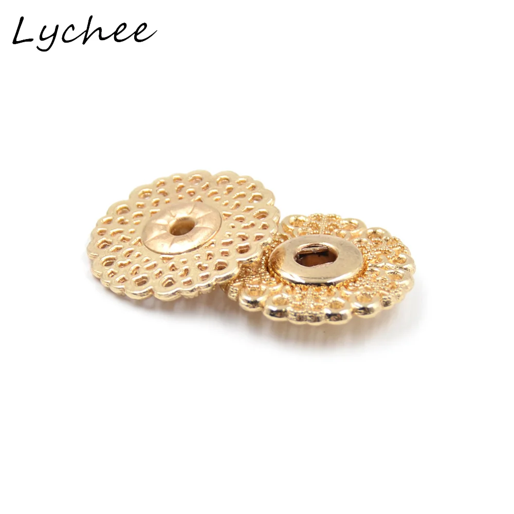 Lychee 5 шт. 21 мм Цветок круглой формы полые металлические кнопки для женщин DIY ремесло одежда украшения дома пуговицы