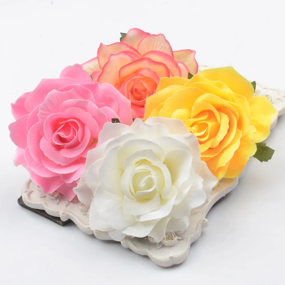 

30pcs/lot 10cm Large Silk Rose Artificial Flower Heads For Home Wedding Decoration DIY Scrapbooking Garland Fake Flowers Craft