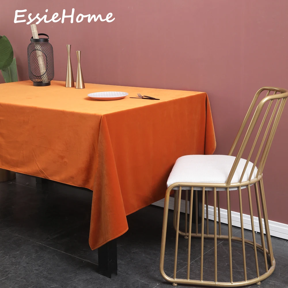 ESSIE HOME оранжевая скатерть мандарин односторонняя матовая бархатная