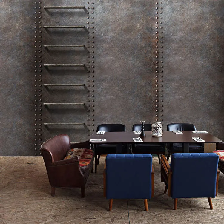 

Custom 3d mural retro metal rust wallpaper Cafe Bar Restaurant KTV hotel living room background Iron ladder wallpaper mural