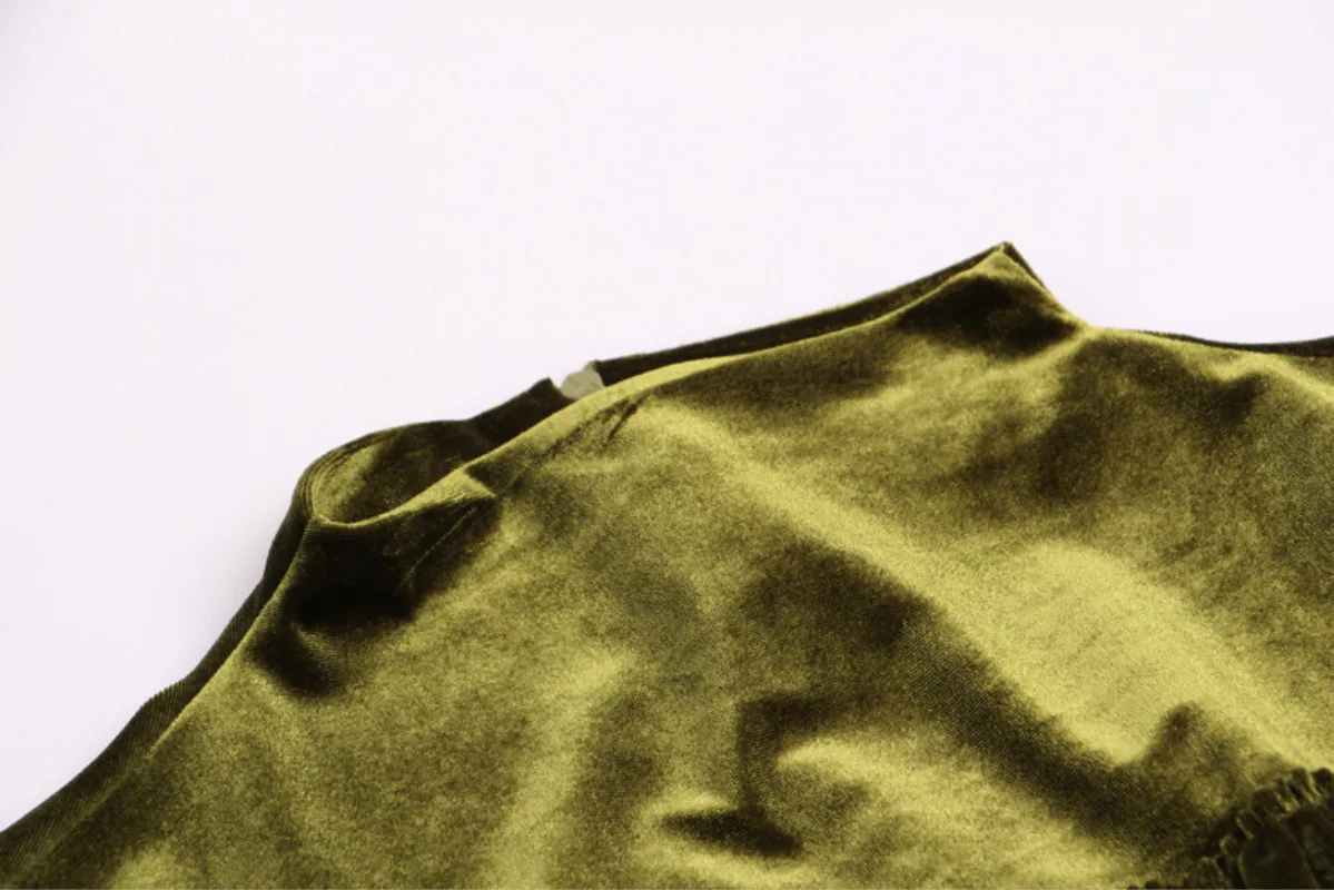 Новинка 2017 черный и зеленый бархат высокого класса Женская flesheet платье с модным