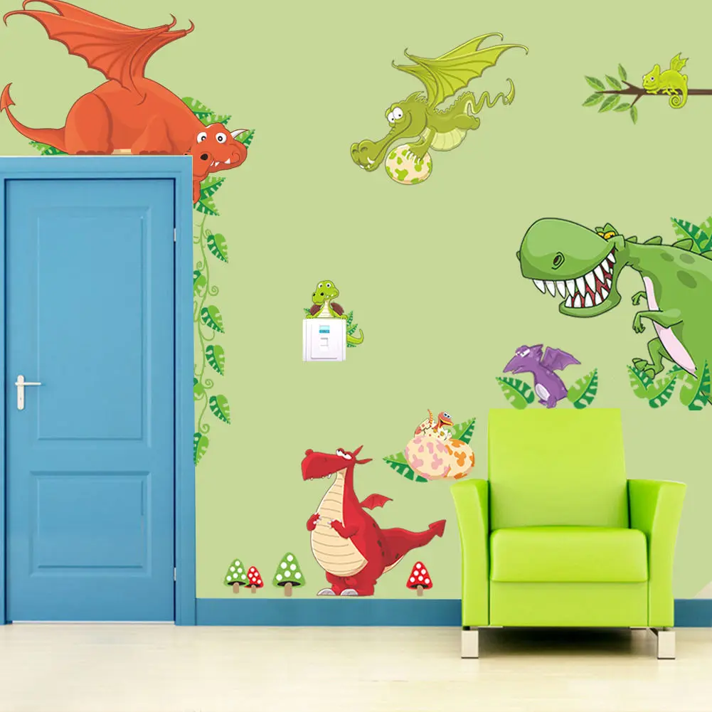 2016 новое поступление животных Динозавр Дракон виниловые наклейки на стену