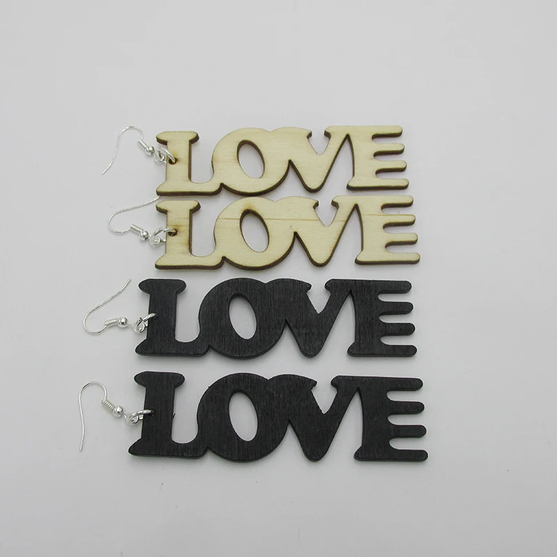 

Бесплатная Доставка! Новейшие деревянные серьги Love Pick