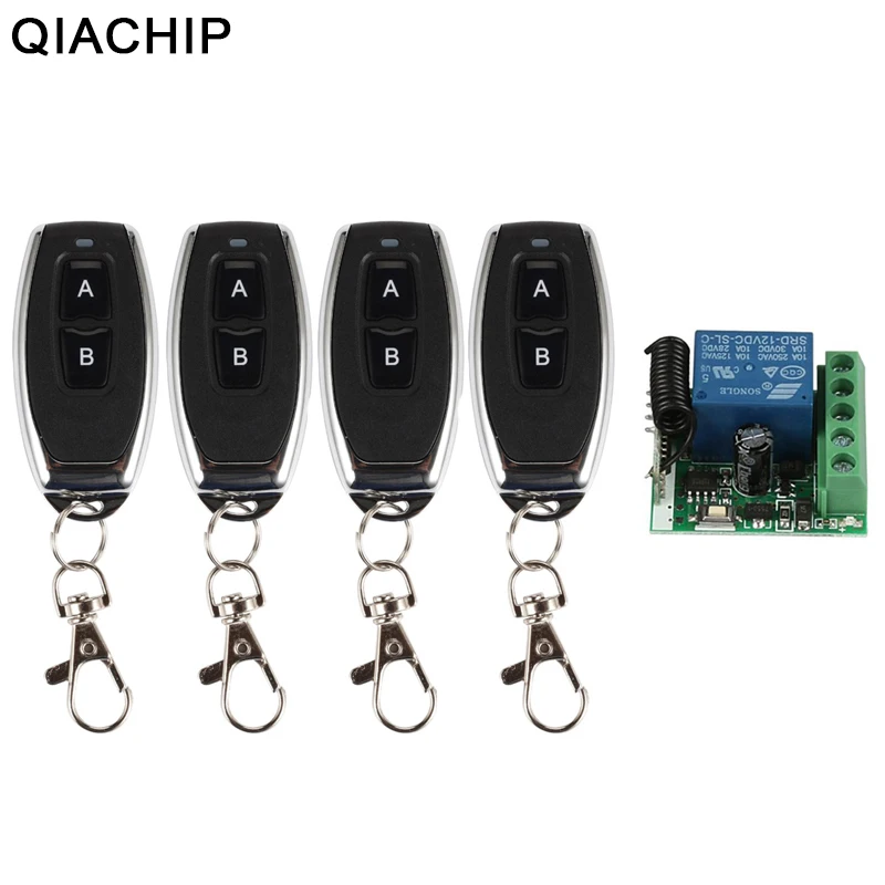 Qiachap-Interruptor de Control remoto inalámbrico Universal, + TRANSMISOR de relé módulo receptor, Control de Bloqueo Electrónico, DC 12V, 1 canal, 433 Mhz