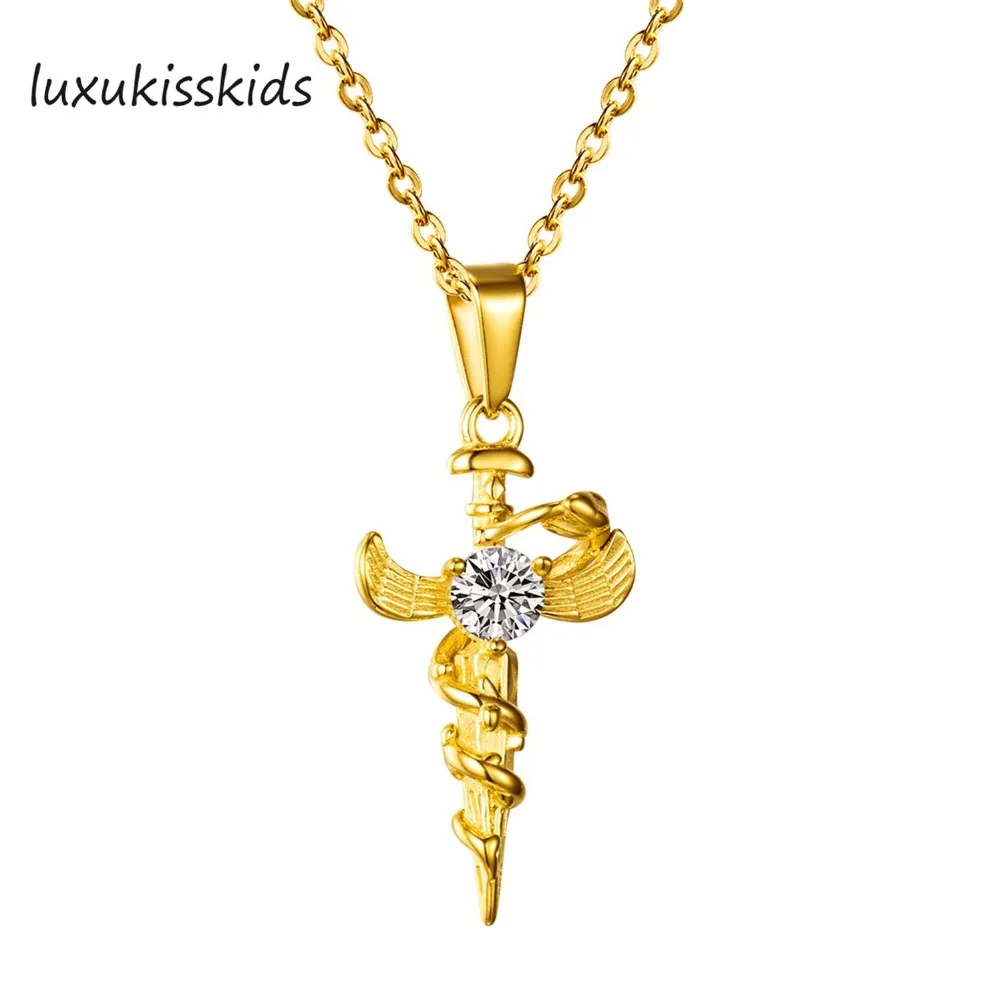 Роскошный мужской кулон в виде креста ожерелье кристалл циркон для женщин 316L