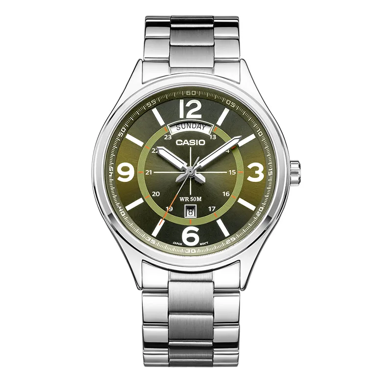 MTP-E129D-3A Casio Часы Топ бренд кварцевые золотые наручные часы мужские модные повседневные оригинальные часы Relogio Masculino MTP-E129 кожаный ремень - Цвет: MTP-E129D-3A