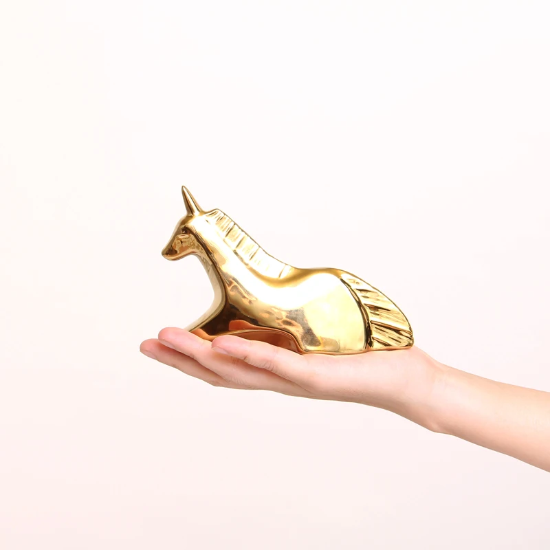 Золотой керамический Единорог верблюжья собака Жираф корова украшения для