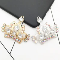 5pcsbag ab rhinestone crown charms bracelets jewelry floatings queen alloy pendant for hair jewelry accessories diy craft yz073