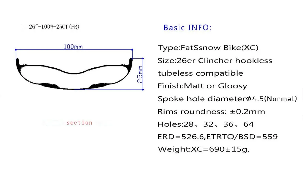 Stronger and stiffness of the bike history 26 inch Carbon FatBike wheelsets 100mm Width 25mm Depth Hookless Tubeless Compatible | Спорт и