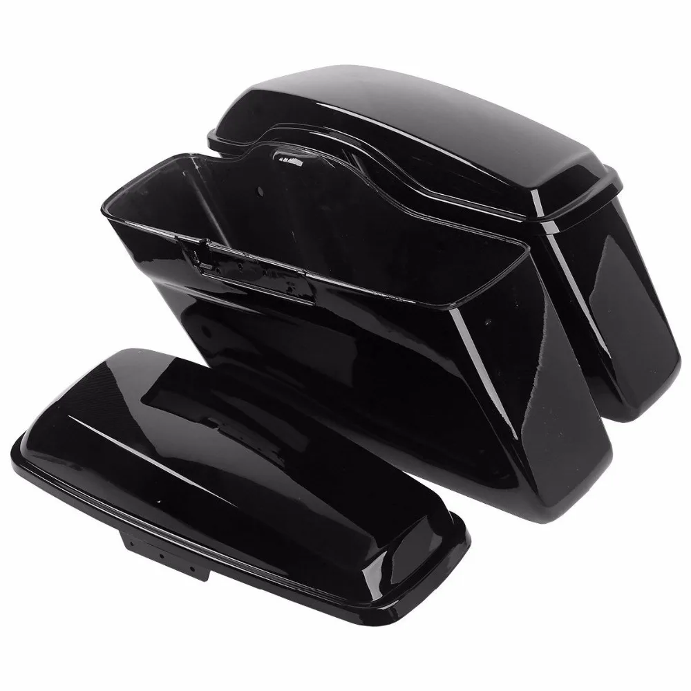 Яркие черные твердые кофры сторона сумка для Harley Touring Road King модель Street Glide FLT FLHT FLHTCU