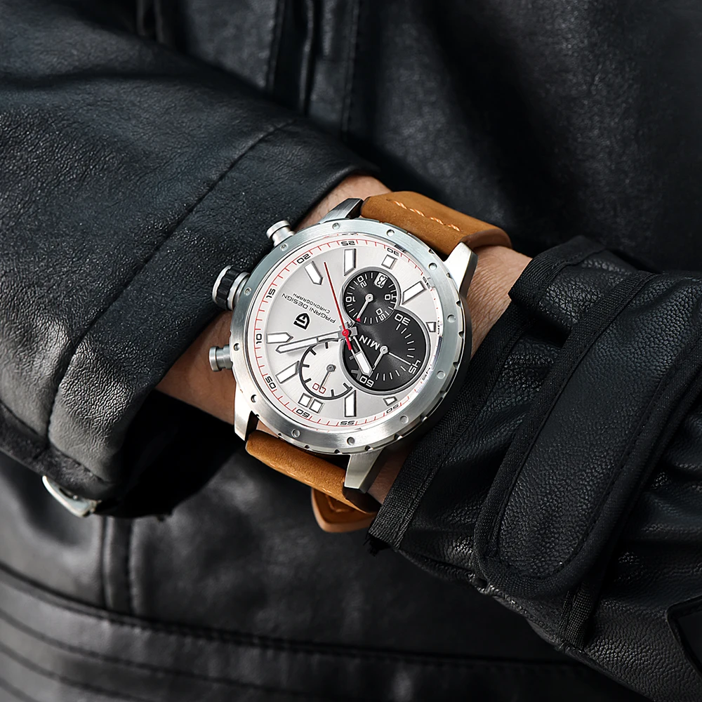 PAGANI Дизайнерские мужские часы брендовые роскошные модные кожа 6 рук Relogio Masculino