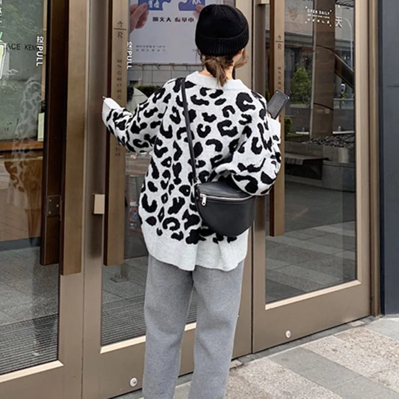 Wixra Stylish Leopard Print Sweaters Autumn Winter Spring Female O Neck Ladies Knitted Pullovers Womens Clothing 2019 Hot | Женская