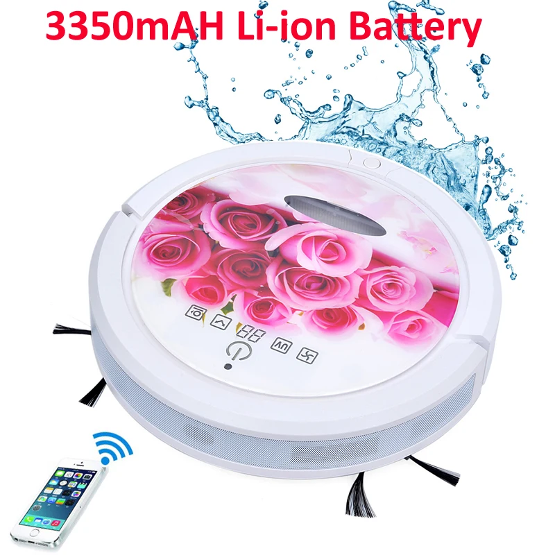 Розовый цвет WIFI смартфон приложение управление Влажная и сухая Швабра