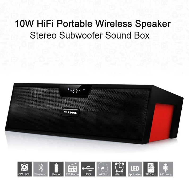 SDY 019 настольная сигнализация беспроводной Bluetooth динамик FM радио 10 Вт портативный