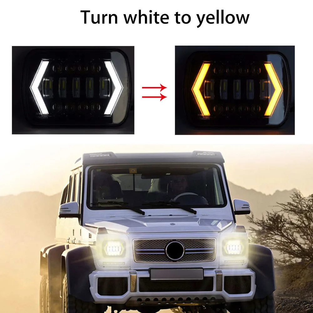 Светодиодные фары Halo DRL для Jeep Wrangler YJ 84-01 Cherokee XJ Angel Eyes H4 квадратные 2 шт. 55 Вт 7x6