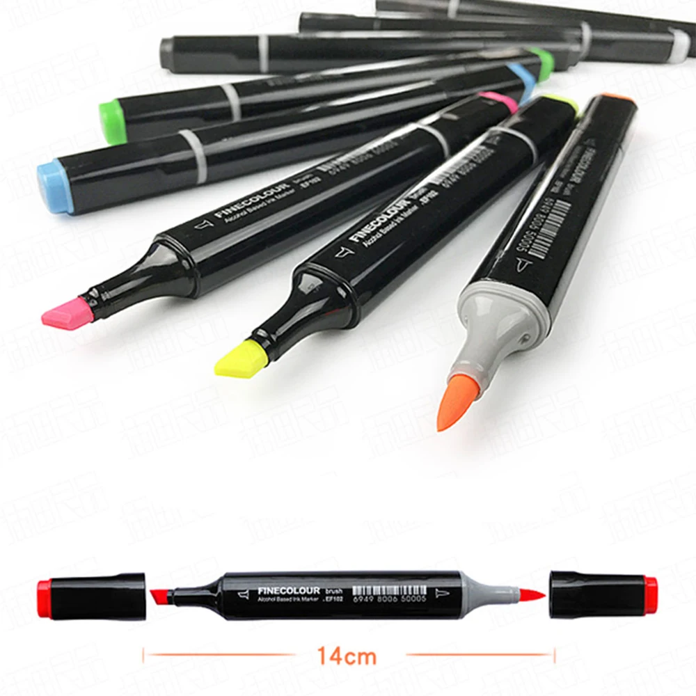 Finecolour 12 шт. двухсторонние перманентные чернила на спиртовой основе маркеры манги