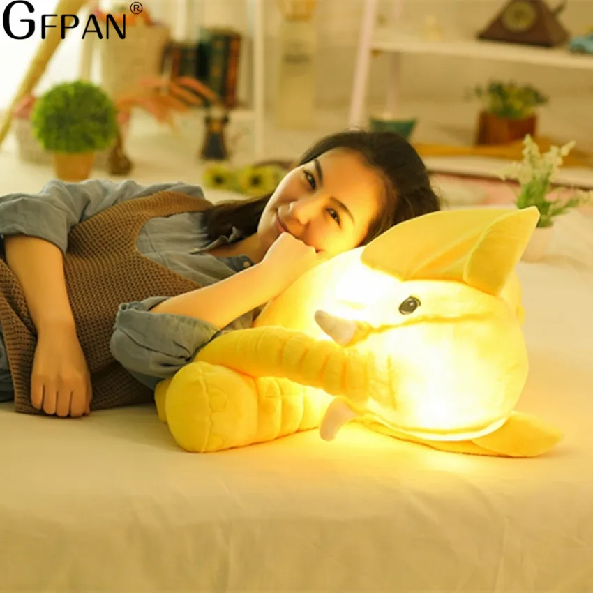 

55cm Big Colorful Glowing elephant Luminous Plush Toys Kawaii Light Up Led elephant Stuffed Toys Doll Kids Christmas Gift