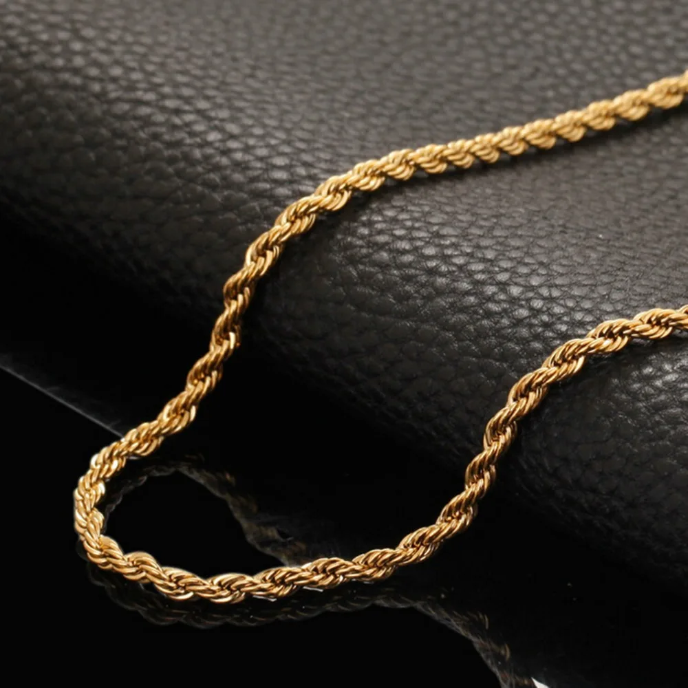 Витая Цепочка Из веревочки желтое золото Женская Мужская цепочка с узлом |