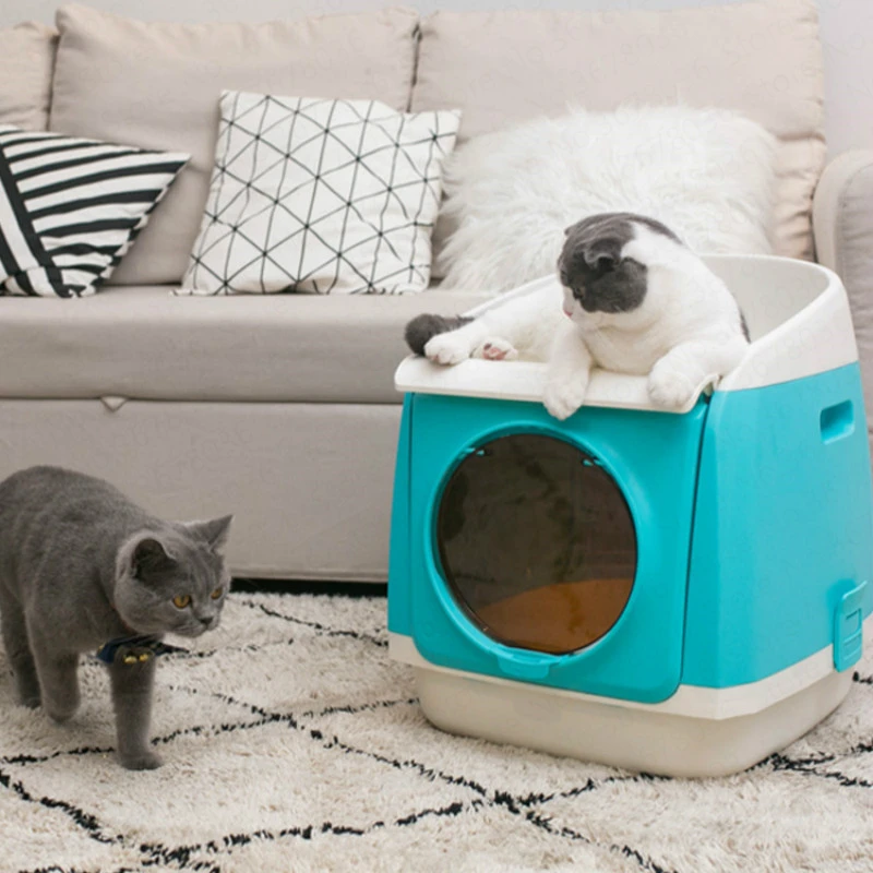 Fully enclosed litter box cat toilet anti-splash folding deodorant extra large cat toilet