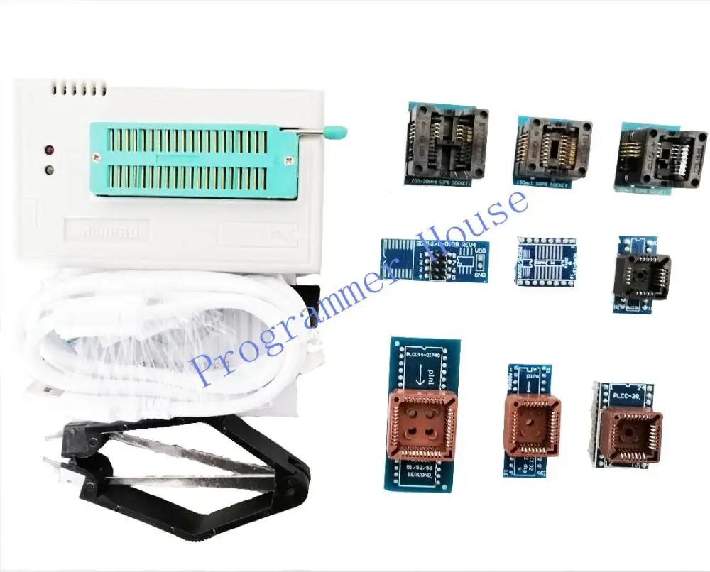 100% New V9.16 TL866CS TL866A TL866II Plus Universal Programmer Support ICSP NAND FLASH\EEPROM\MCU SOP/PLCC include 10 adapters|adapter