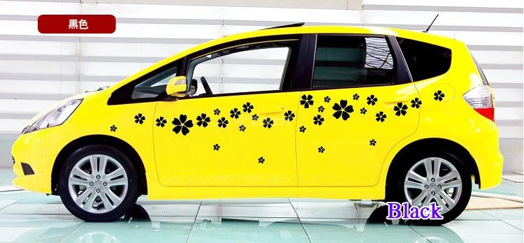 60 шт./компл. автомобиля Стикеры, футболка с принтом "автомобиль" Стикеры цветы на заказ Мини лисы Z2CA239 - Название цвета: Black