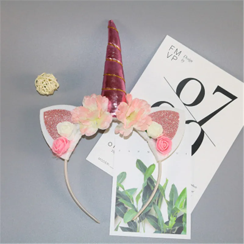 Ободок для волос с единорогом Женский милая повязка на голову цветами вечеринки