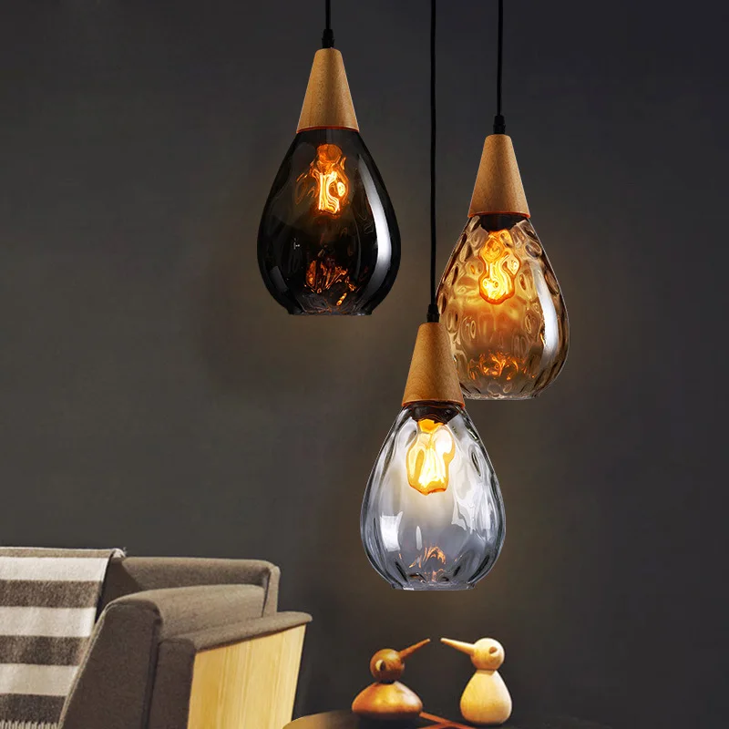 

Creative Water Mark Glass Chandelier Retro Restaurant Chandelier Modern Simple Personality Bar Counter Coffee Shop Lamps