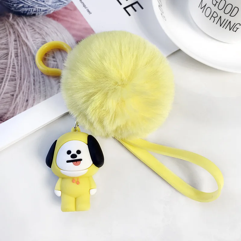1 шт. BT21 Bombom меховой шарик плюшевый брелок для ключей вечерние сувениры для гостей Дети День Рождения Вечеринка детский душ поставка - Цвет: Оливковый