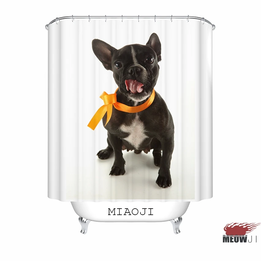 Fashion Cool Dog Droll Puppy Bulldog custom Shower Curtain Bathroom decor various sizes Free Shipping | Дом и сад
