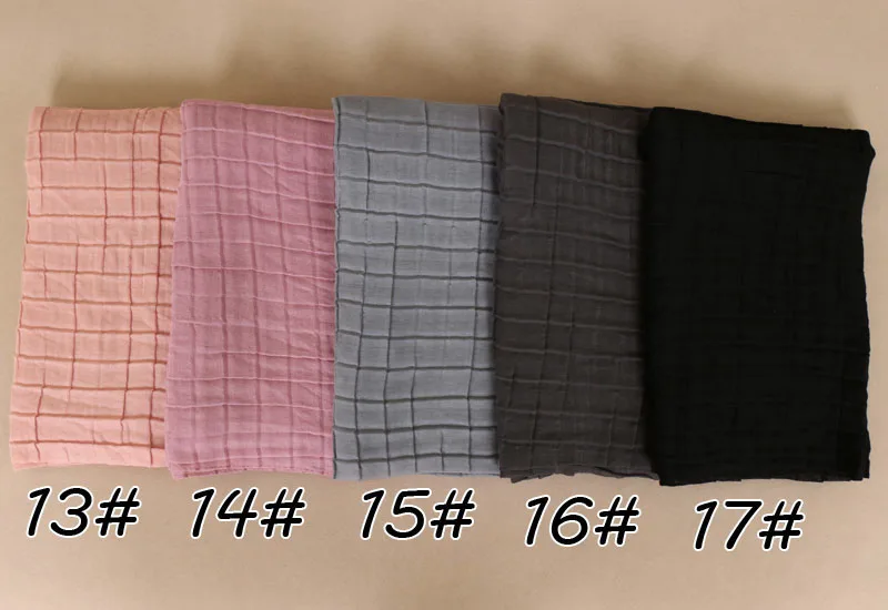 Новый Дизайн 17 цветов драпировка в клетку из хлопка хиджаб мусульманская повязка