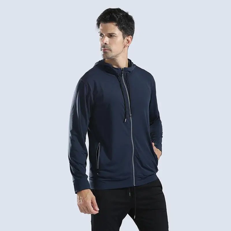 

Men Hooded Running Jackets Reflective Zipper Pocket Night Outdoor Sports Jacket Basketball Fitness Jacket Breathable Anti Sweat