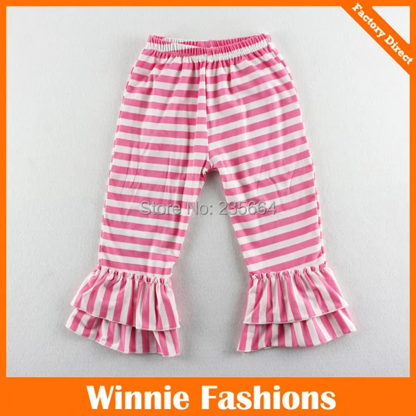 Вязаные Хлопковые Штаны в полоску для детей штаны девочек детские с оборками