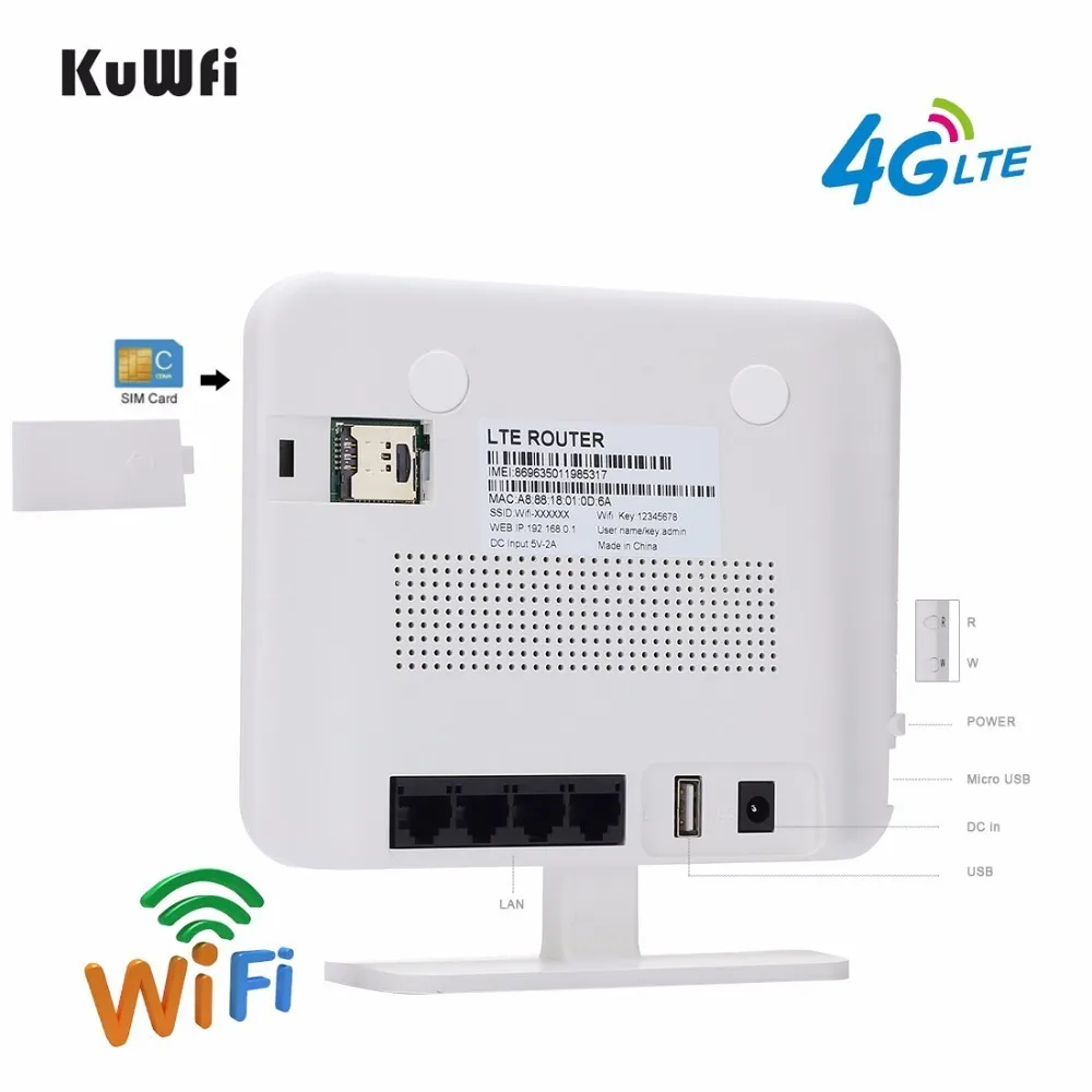 KuWFi 4G LTE CPE 3g/4G Cat4 Wifi маршрутизатор 300 Мбит/с разблокированный беспроводной с слотом