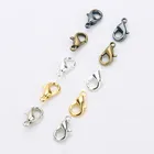 Застежки для ювелирных изделий Лобстер, золотистыеСеребристые Металлические концевые соединители, застежки, крючки для ожерелий, 100 шт., 10 мм, 12 мм