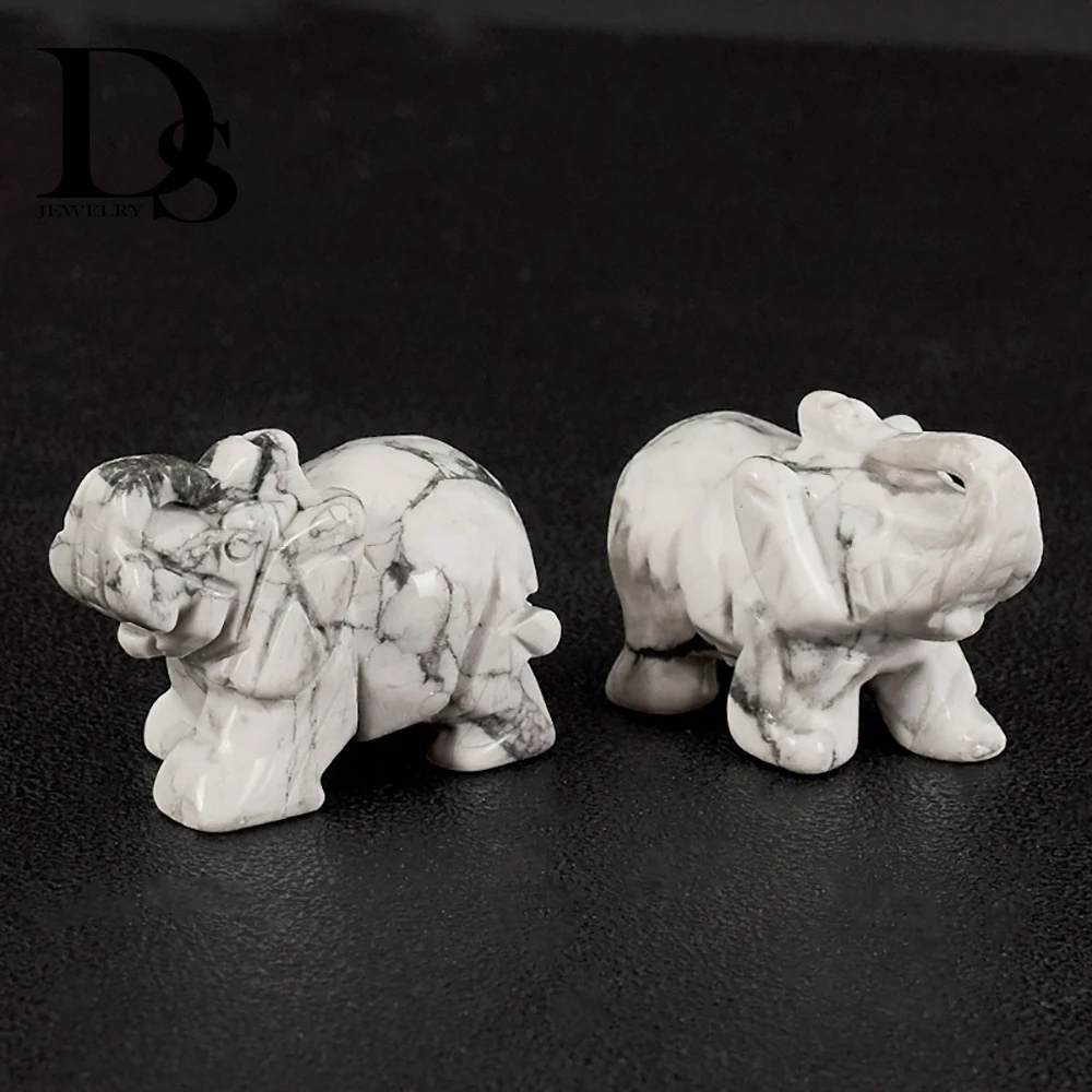 Натуральная фигурка слона Howlite резная вручную кварцевая статуя животного