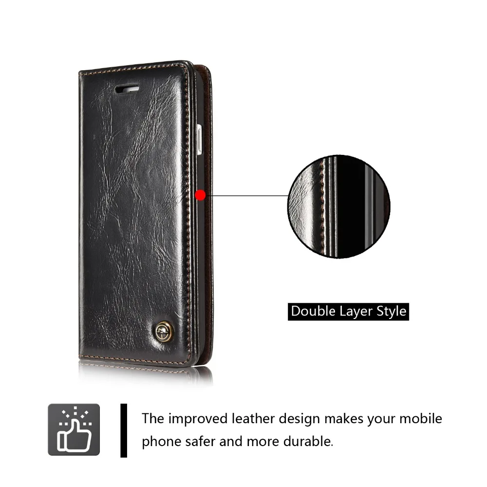 CaseMe для iPhone 7 6S 6 Plus 5 5S SE роскошный кожаный Ретро чехол для телефона Магнитный с отделениями для карт флип Capinha Coque чехлы