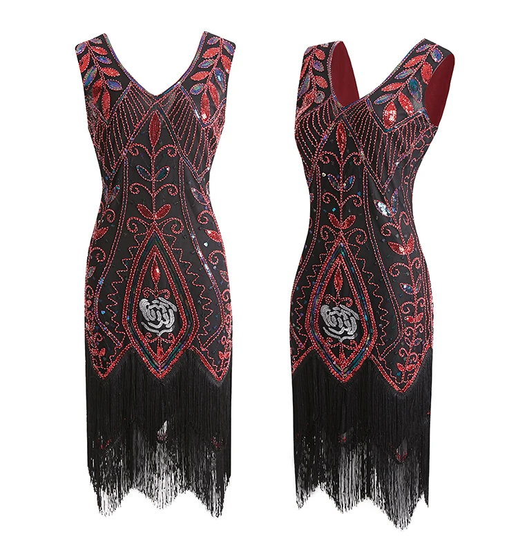 Mujeres s 1920 s vestido de aleta Gatsby винтажный talla grande ruaring S 20 s vestidos de disfraz con flecos para fiesta de gradu
