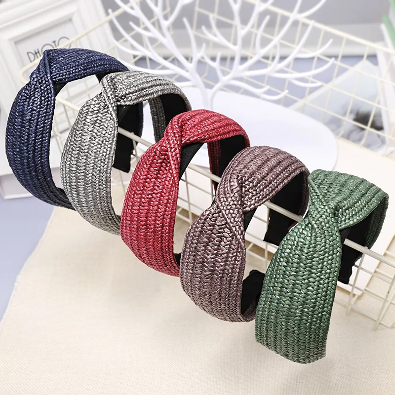 2020 в винтажном стиле ручной работы плетеные соломенные широкая повязка на голову