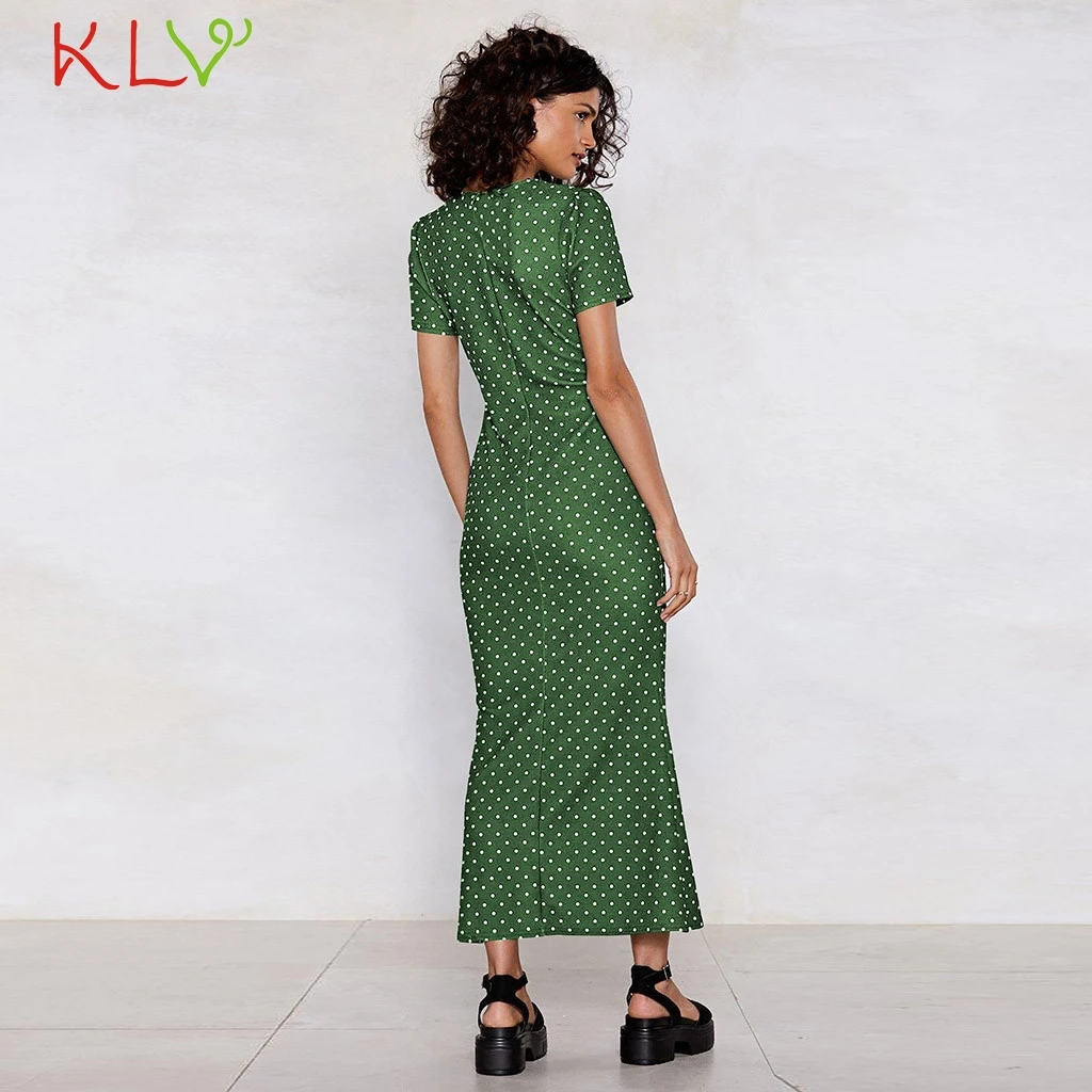 Женское облегающее платье в горошек Элегантное Черное длинное повседневное