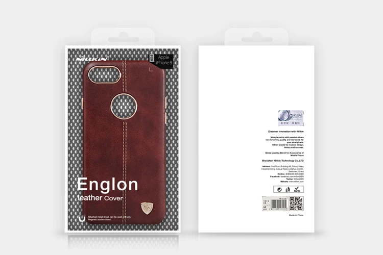 Чехол для iPhone 8, серия Nillkin Englon, кожаный чехол для сотового телефона, роскошный чехол на заднюю панель для iPhone 8, 4,7 дюймов, с железным покрытием