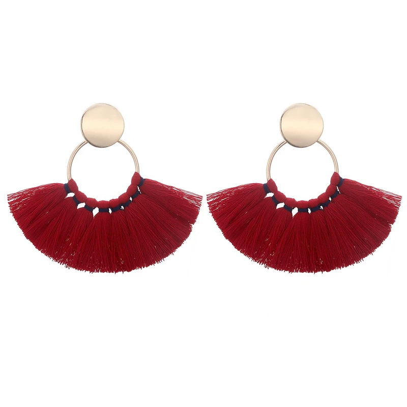 Женские винтажные серьги LOVBEAFAS Boho длинные в богемном стиле с бахромой из хлопка