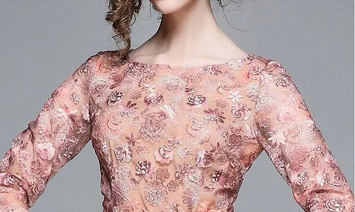 Женское Сетчатое платье с цветочной вышивкой подиумное дизайнерское длинное